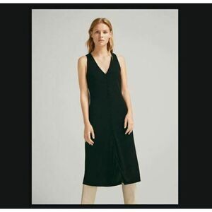 Massimo Dutti Womens Midi Dress XS Black Sleeveles